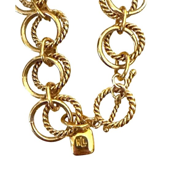 Vintage Gold Tone, Chain Link Bracelet Earrings Set! Vtg. Ralph Lauren Jewelry - Picture 3 of 5